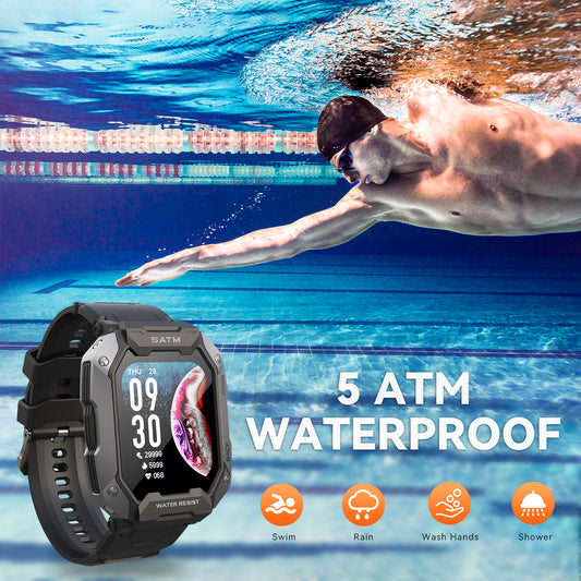 EIGIIS C20 Smart Watch | 5ATM Waterproof(3m deep swim for 30 minutes), Wear it While even swimming