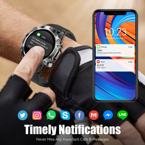 Military Smart Watch for Men Make Calls 1.39" HD Big Screen Outdoor Fitness Tracker with 105 Sports Modes Heart Rate Monitor Activity Tracker Rugged Tactical Smartwatch Compatible with Android iPhone Military Smart Watch for Men Make Calls 1.39" HD Big Screen Outdoor Fitness Tracker with 105 Sports Modes Heart Rate Monitor Activity Tracker Rugged Tactical Smartwatch Compatible with Android iPhone