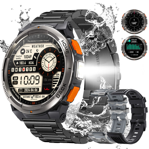 EIGIIS KE5 Military Smart Watch for Men 3ATM Waterproof with LED Flashlight 1.45" Rugged Tactical Smartwatch with Compass Elevation Barometer Sports Fitness Tracker with HR/SPO2/Sleep Monitor for iPhone Android EIGIIS KE5 Military Smart Watch for Men 3ATM Waterproof with LED Flashlight 1.45" Rugged Tactical Smartwatch with Compass Elevation Barometer Sports Fitness Tracker with HR/SPO2/Sleep Monitor for iPhone Android