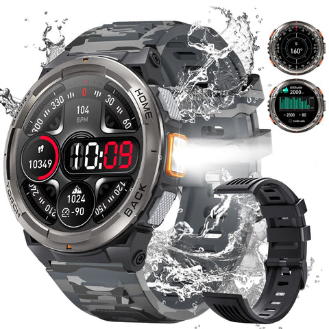 EIGIIS KE5 Military Smart Watch for Men 3ATM Waterproof with LED Flashlight 1.45" Rugged Tactical Smartwatch with Compass Elevation Barometer Sports Fitness Tracker with HR/SPO2/Sleep Monitor for iPhone Android EIGIIS KE5 Military Smart Watch for Men 3ATM Waterproof with LED Flashlight 1.45" Rugged Tactical Smartwatch with Compass Elevation Barometer Sports Fitness Tracker with HR/SPO2/Sleep Monitor for iPhone Android