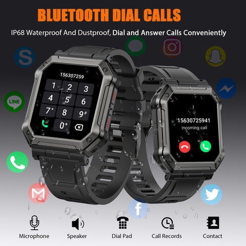EIGIIS 1.9-inch Military H31 Smart Watch with Text and Call(Answer/Dial), Rugged Smart Watch with Heart Rate and Blood Oxygen Monitor, Outdoor Tactical Bluetooth Smart Watches for Men Compatible with Android iPhone EIGIIS 1.9-inch Military H31 Smart Watch with Text and Call(Answer/Dial), Rugged Smart Watch with Heart Rate and Blood Oxygen Monitor, Outdoor Tactical Bluetooth Smart Watches for Men Compatible with Android iPhone