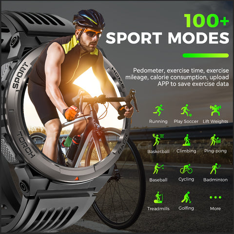 2024 EIGIIS Smart Watches for Men with LED Flashlight 1.45’’ HD Rugged Smartwatch (Answer/Make Call) with Compass Altitude Barometer SOS Alarming Fitness Tracker For Heart Rate Monitor Compatible With IOS And Android Phones 2024 EIGIIS Smart Watches for Men with LED Flashlight 1.45’’ HD Rugged Smartwatch (Answer/Make Call) with Compass Altitude Barometer SOS Alarming Fitness Tracker For Heart Rate Monitor Compatible With IOS And Android Phones