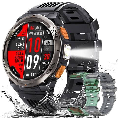 EIGIIS KE5 Military Smart Watch for Men 3ATM Waterproof with LED Flashlight 1.45" Rugged Tactical Smartwatch with Compass Elevation Barometer Sports Fitness Tracker with HR/SPO2/Sleep Monitor for iPhone Android EIGIIS KE5 Military Smart Watch for Men 3ATM Waterproof with LED Flashlight 1.45" Rugged Tactical Smartwatch with Compass Elevation Barometer Sports Fitness Tracker with HR/SPO2/Sleep Monitor for iPhone Android