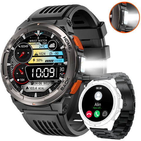 EIGIIS KE5 Military Smart Watch for Men 3ATM Waterproof with LED Flashlight 1.45" Rugged Tactical Smartwatch with Compass Elevation Barometer Sports Fitness Tracker with HR/SPO2/Sleep Monitor for iPhone Android EIGIIS KE5 Military Smart Watch for Men 3ATM Waterproof with LED Flashlight 1.45" Rugged Tactical Smartwatch with Compass Elevation Barometer Sports Fitness Tracker with HR/SPO2/Sleep Monitor for iPhone Android