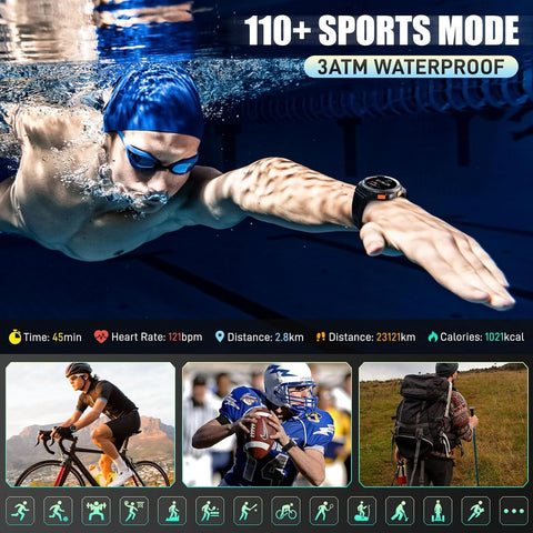 EIGIIS KE5 Military Smart Watch for Men 3ATM Waterproof with LED Flashlight 1.45" Rugged Tactical Smartwatch with Compass Elevation Barometer Sports Fitness Tracker with HR/SPO2/Sleep Monitor for iPhone Android EIGIIS KE5 Military Smart Watch for Men 3ATM Waterproof with LED Flashlight 1.45" Rugged Tactical Smartwatch with Compass Elevation Barometer Sports Fitness Tracker with HR/SPO2/Sleep Monitor for iPhone Android
