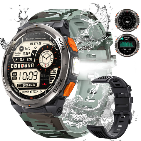 EIGIIS KE5 Military Smart Watch for Men 3ATM Waterproof with LED Flashlight 1.45" Rugged Tactical Smartwatch with Compass Elevation Barometer Sports Fitness Tracker with HR/SPO2/Sleep Monitor for iPhone Android EIGIIS KE5 Military Smart Watch for Men 3ATM Waterproof with LED Flashlight 1.45" Rugged Tactical Smartwatch with Compass Elevation Barometer Sports Fitness Tracker with HR/SPO2/Sleep Monitor for iPhone Android