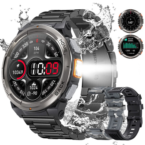 EIGIIS KE5 Military Smart Watch for Men 3ATM Waterproof with LED Flashlight 1.45" Rugged Tactical Smartwatch with Compass Elevation Barometer Sports Fitness Tracker with HR/SPO2/Sleep Monitor for iPhone Android EIGIIS KE5 Military Smart Watch for Men 3ATM Waterproof with LED Flashlight 1.45" Rugged Tactical Smartwatch with Compass Elevation Barometer Sports Fitness Tracker with HR/SPO2/Sleep Monitor for iPhone Android