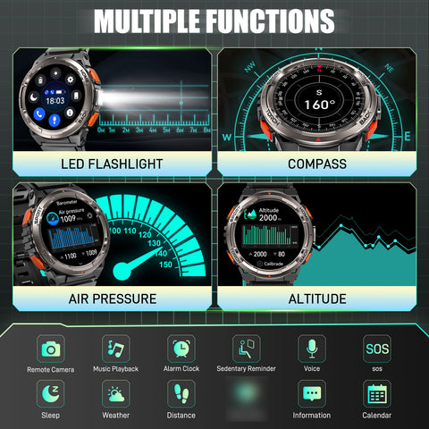 2024 EIGIIS Smart Watches for Men with LED Flashlight 1.45’’ HD Rugged Smartwatch (Answer/Make Call) with Compass Altitude Barometer SOS Alarming Fitness Tracker For Heart Rate Monitor Compatible With IOS And Android Phones 2024 EIGIIS Smart Watches for Men with LED Flashlight 1.45’’ HD Rugged Smartwatch (Answer/Make Call) with Compass Altitude Barometer SOS Alarming Fitness Tracker For Heart Rate Monitor Compatible With IOS And Android Phones