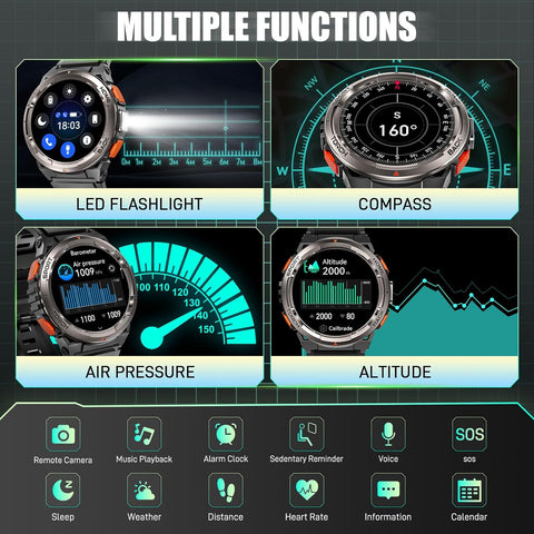 EIGIIS KE5 Military Smart Watch for Men 3ATM Waterproof with LED Flashlight 1.45" Rugged Tactical Smartwatch with Compass Elevation Barometer Sports Fitness Tracker with HR/SPO2/Sleep Monitor for iPhone Android EIGIIS KE5 Military Smart Watch for Men 3ATM Waterproof with LED Flashlight 1.45" Rugged Tactical Smartwatch with Compass Elevation Barometer Sports Fitness Tracker with HR/SPO2/Sleep Monitor for iPhone Android