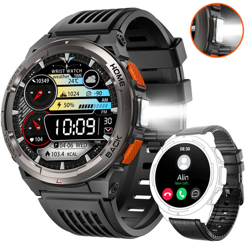 EIGIIS KE5 Military Smart Watch for Men 3ATM Waterproof with LED Flashlight 1.45" Rugged Tactical Smartwatch with Compass Elevation Barometer Sports Fitness Tracker with HR/SPO2/Sleep Monitor for iPhone Android EIGIIS KE5 Military Smart Watch for Men 3ATM Waterproof with LED Flashlight 1.45" Rugged Tactical Smartwatch with Compass Elevation Barometer Sports Fitness Tracker with HR/SPO2/Sleep Monitor for iPhone Android