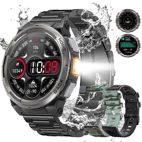 EIGIIS KE5 Military Smart Watch for Men 3ATM Waterproof with LED Flashlight 1.45" Rugged Tactical Smartwatch with Compass Elevation Barometer Sports Fitness Tracker with HR/SPO2/Sleep Monitor for iPhone Android EIGIIS KE5 Military Smart Watch for Men 3ATM Waterproof with LED Flashlight 1.45" Rugged Tactical Smartwatch with Compass Elevation Barometer Sports Fitness Tracker with HR/SPO2/Sleep Monitor for iPhone Android
