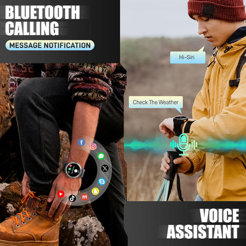 EIGIIS KE5 Military Smart Watch for Men 3ATM Waterproof with LED Flashlight 1.45" Rugged Tactical Smartwatch with Compass Elevation Barometer Sports Fitness Tracker with HR/SPO2/Sleep Monitor for iPhone Android EIGIIS KE5 Military Smart Watch for Men 3ATM Waterproof with LED Flashlight 1.45" Rugged Tactical Smartwatch with Compass Elevation Barometer Sports Fitness Tracker with HR/SPO2/Sleep Monitor for iPhone Android