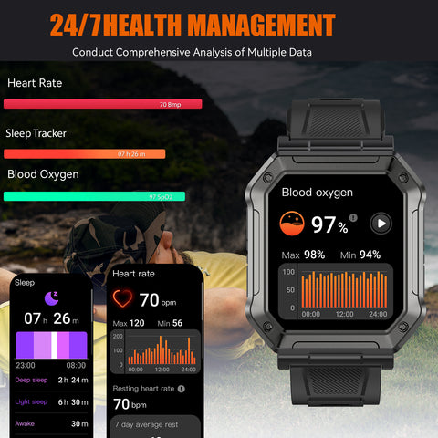 EIGIIS 1.9-inch Military H31 Smart Watch with Text and Call(Answer/Dial), Rugged Smart Watch with Heart Rate and Blood Oxygen Monitor, Outdoor Tactical Bluetooth Smart Watches for Men Compatible with Android iPhone EIGIIS 1.9-inch Military H31 Smart Watch with Text and Call(Answer/Dial), Rugged Smart Watch with Heart Rate and Blood Oxygen Monitor, Outdoor Tactical Bluetooth Smart Watches for Men Compatible with Android iPhone