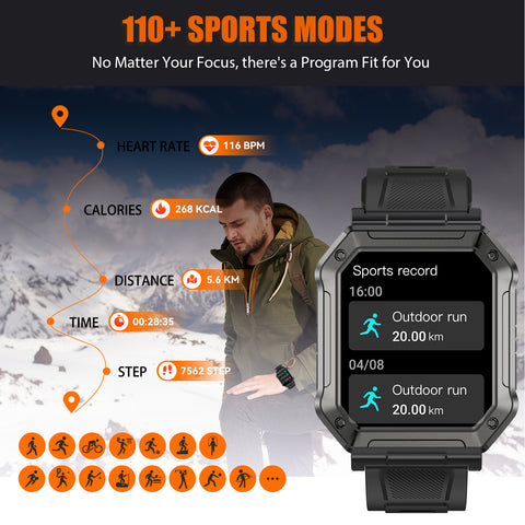 EIGIIS 1.9-inch Military H31 Smart Watch with Text and Call(Answer/Dial), Rugged Smart Watch with Heart Rate and Blood Oxygen Monitor, Outdoor Tactical Bluetooth Smart Watches for Men Compatible with Android iPhone EIGIIS 1.9-inch Military H31 Smart Watch with Text and Call(Answer/Dial), Rugged Smart Watch with Heart Rate and Blood Oxygen Monitor, Outdoor Tactical Bluetooth Smart Watches for Men Compatible with Android iPhone