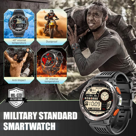 EIGIIS KE5 Military Smart Watch for Men 3ATM Waterproof with LED Flashlight 1.45" Rugged Tactical Smartwatch with Compass Elevation Barometer Sports Fitness Tracker with HR/SPO2/Sleep Monitor for iPhone Android EIGIIS KE5 Military Smart Watch for Men 3ATM Waterproof with LED Flashlight 1.45" Rugged Tactical Smartwatch with Compass Elevation Barometer Sports Fitness Tracker with HR/SPO2/Sleep Monitor for iPhone Android