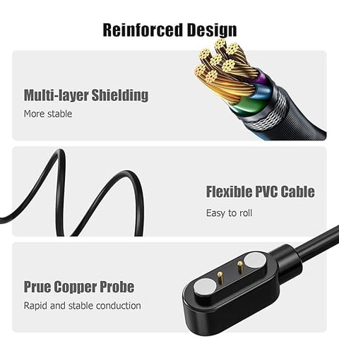 EIGIIS Smartwatch Charger 2 Pin Magnetic Charging Cable Wire Fast USB Charger Cable Compatible with Smartwatch KE3,KE5,EW5,S50,S320B, (2 Piece Pack, Black&Black) EIGIIS Smartwatch Charger 2 Pin Magnetic Charging Cable Wire Fast USB Charger Cable Compatible with Smartwatch KE3,KE5,EW5,S50,S320B, (2 Piece Pack, Black&Black)