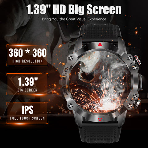 Military Smart Watch for Men Make Calls 1.39" HD Big Screen Outdoor Fitness Tracker with 105 Sports Modes Heart Rate Monitor Activity Tracker Rugged Tactical Smartwatch Compatible with Android iPhone Military Smart Watch for Men Make Calls 1.39" HD Big Screen Outdoor Fitness Tracker with 105 Sports Modes Heart Rate Monitor Activity Tracker Rugged Tactical Smartwatch Compatible with Android iPhone