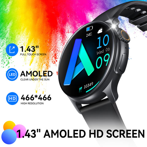 Smart Watch for Men Women (Answer/Make Calls) 1.43" AMOLED HD Screen Fitness Tracker Watch with Heart Rate Sleep Monitor Activity Tracker 100+ Sport Modes Step Counter Watch Smartwatch for iOS Android Smart Watch for Men Women (Answer/Make Calls) 1.43" AMOLED HD Screen Fitness Tracker Watch with Heart Rate Sleep Monitor Activity Tracker 100+ Sport Modes Step Counter Watch Smartwatch for iOS Android