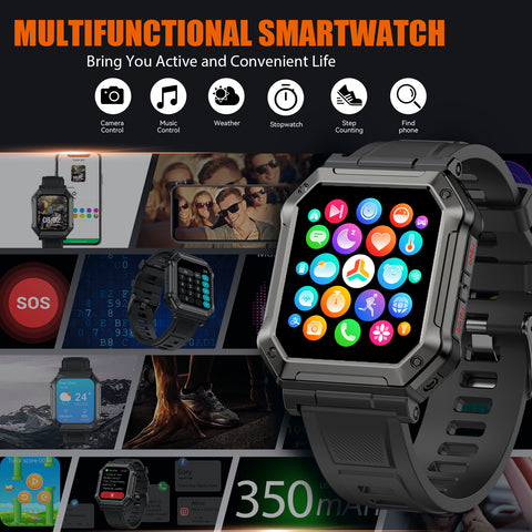EIGIIS 1.9-inch Military H31 Smart Watch with Text and Call(Answer/Dial), Rugged Smart Watch with Heart Rate and Blood Oxygen Monitor, Outdoor Tactical Bluetooth Smart Watches for Men Compatible with Android iPhone EIGIIS 1.9-inch Military H31 Smart Watch with Text and Call(Answer/Dial), Rugged Smart Watch with Heart Rate and Blood Oxygen Monitor, Outdoor Tactical Bluetooth Smart Watches for Men Compatible with Android iPhone