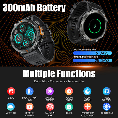 Military Smart Watch with LED Flashlight for Men Bluetooth Call 1.45" Big Screen Rugged Tactical Smartwatch Compatible with iPhone Android Phones Outdoor Fitness Tracker Watch with Heart Rate Sleep Monitor Pedometer Military Smart Watch with LED Flashlight for Men Bluetooth Call 1.45" Big Screen Rugged Tactical Smartwatch Compatible with iPhone Android Phones Outdoor Fitness Tracker Watch with Heart Rate Sleep Monitor Pedometer