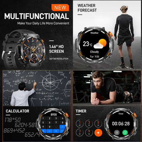EIGIIS Military Smart Watch for Men with Flashlight (Make/Answer Call), 2024 New Digital Smartwatch with 1.46’’ HD Fitness Tracker 110+ Sports Modes Step Counter Waterproof  Watch for iPhone Android EIGIIS Military Smart Watch for Men with Flashlight (Make/Answer Call), 2024 New Digital Smartwatch with 1.46’’ HD Fitness Tracker 110+ Sports Modes Step Counter Waterproof  Watch for iPhone Android