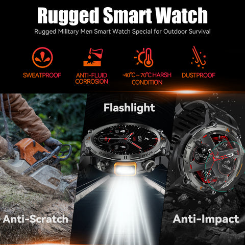 Military Smart Watch with LED Flashlight for Men Bluetooth Call 1.45" Big Screen Rugged Tactical Smartwatch Compatible with iPhone Android Phones Outdoor Fitness Tracker Watch with Heart Rate Sleep Monitor Pedometer Military Smart Watch with LED Flashlight for Men Bluetooth Call 1.45" Big Screen Rugged Tactical Smartwatch Compatible with iPhone Android Phones Outdoor Fitness Tracker Watch with Heart Rate Sleep Monitor Pedometer