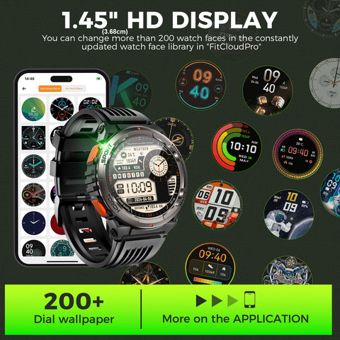 2024 EIGIIS Smart Watches for Men with LED Flashlight 1.45’’ HD Rugged Smartwatch (Answer/Make Call) with Compass Altitude Barometer SOS Alarming Fitness Tracker For Heart Rate Monitor Compatible With IOS And Android Phones 2024 EIGIIS Smart Watches for Men with LED Flashlight 1.45’’ HD Rugged Smartwatch (Answer/Make Call) with Compass Altitude Barometer SOS Alarming Fitness Tracker For Heart Rate Monitor Compatible With IOS And Android Phones