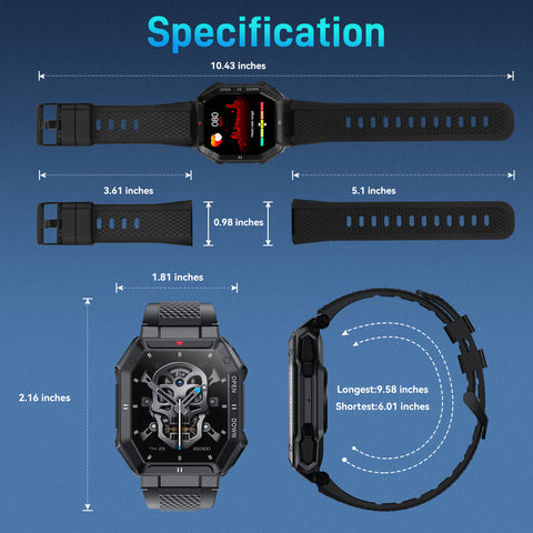 Military Smart Watch for Men with Call (Answer/Make) Outdoor Tactical Sports Watch Rugged 1.85" HD Big Screen Fitness Tracker Heart Rate Sleep Monitor Smartwatch Compatible with Android iPhone Samsung Military Smart Watch for Men with Call (Answer/Make) Outdoor Tactical Sports Watch Rugged 1.85" HD Big Screen Fitness Tracker Heart Rate Sleep Monitor Smartwatch Compatible with Android iPhone Samsung