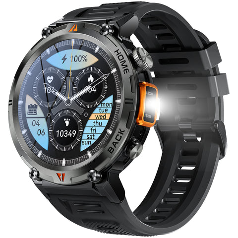 Military Smart Watch with LED Flashlight for Men Bluetooth Call 1.45" Big Screen Rugged Tactical Smartwatch Compatible with iPhone Android Phones Outdoor Fitness Tracker Watch with Heart Rate Sleep Monitor Pedometer Military Smart Watch with LED Flashlight for Men Bluetooth Call 1.45" Big Screen Rugged Tactical Smartwatch Compatible with iPhone Android Phones Outdoor Fitness Tracker Watch with Heart Rate Sleep Monitor Pedometer