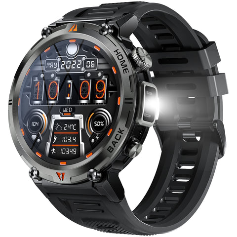 Military Smart Watch with LED Flashlight for Men Bluetooth Call 1.45" Big Screen Rugged Tactical Smartwatch Compatible with iPhone Android Phones Outdoor Fitness Tracker Watch with Heart Rate Sleep Monitor Pedometer Military Smart Watch with LED Flashlight for Men Bluetooth Call 1.45" Big Screen Rugged Tactical Smartwatch Compatible with iPhone Android Phones Outdoor Fitness Tracker Watch with Heart Rate Sleep Monitor Pedometer