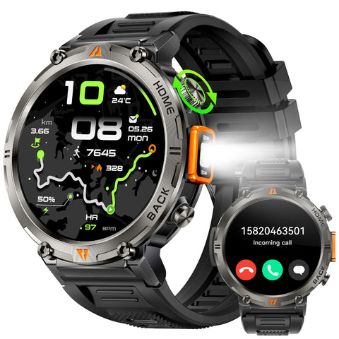 EIGIIS KE3Pro Smart Watch with Flashlight for Men, 3ATM Waterproof Watch with GPS, 530mAh Outdoor Sports Watch Compatible with Android iOS EIGIIS KE3Pro Smart Watch with Flashlight for Men, 3ATM Waterproof Watch with GPS, 530mAh Outdoor Sports Watch Compatible with Android iOS