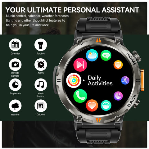 EIGIIS KE3Pro Smart Watch with Flashlight for Men, 3ATM Waterproof Watch with GPS, 530mAh Outdoor Sports Watch Compatible with Android iOS EIGIIS KE3Pro Smart Watch with Flashlight for Men, 3ATM Waterproof Watch with GPS, 530mAh Outdoor Sports Watch Compatible with Android iOS