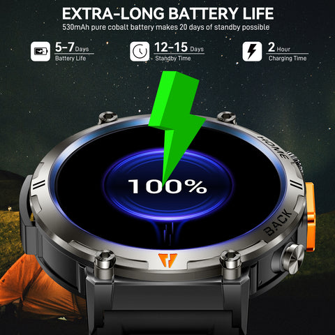 EIGIIS KE3Pro Smart Watch with Flashlight for Men, 3ATM Waterproof Watch with GPS, 530mAh Outdoor Sports Watch Compatible with Android iOS EIGIIS KE3Pro Smart Watch with Flashlight for Men, 3ATM Waterproof Watch with GPS, 530mAh Outdoor Sports Watch Compatible with Android iOS