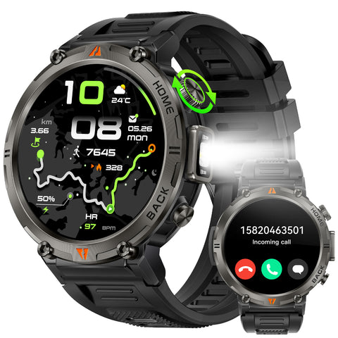 EIGIIS KE3Pro Smart Watch with Flashlight for Men, 3ATM Waterproof Watch with GPS, 530mAh Outdoor Sports Watch Compatible with Android iOS EIGIIS KE3Pro Smart Watch with Flashlight for Men, 3ATM Waterproof Watch with GPS, 530mAh Outdoor Sports Watch Compatible with Android iOS