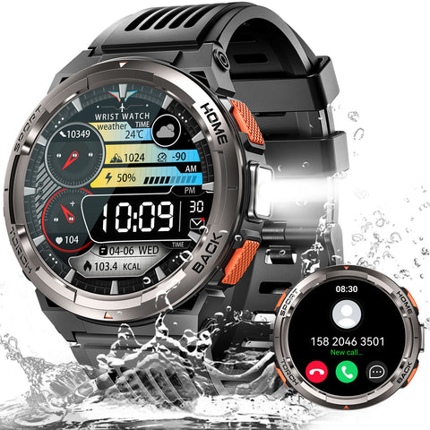 EIGIIS KE5 Military Smart Watch for Men 3ATM Waterproof with LED Flashlight 1.45" Rugged Tactical Smartwatch with Compass Elevation Barometer Sports Fitness Tracker with HR/SPO2/Sleep Monitor for iPhone Android EIGIIS KE5 Military Smart Watch for Men 3ATM Waterproof with LED Flashlight 1.45" Rugged Tactical Smartwatch with Compass Elevation Barometer Sports Fitness Tracker with HR/SPO2/Sleep Monitor for iPhone Android