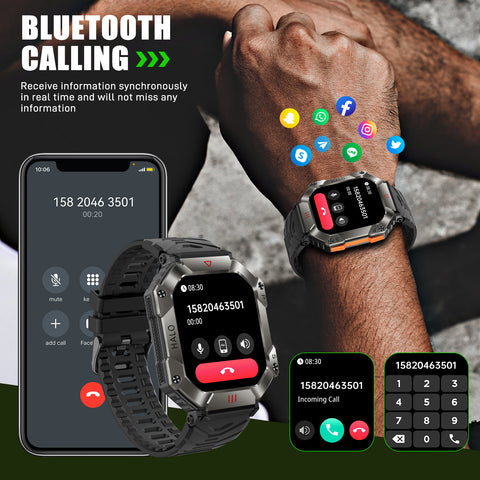 Smart Watch for Men Women with Call, Compass, Ultra Thin 2" HD Screen, IP67 Waterproof, 650 mAh Big Battery, Fitness Tracker with 107 Sports Modes, Military Rugged Tactical Watch for iPhone Android Smart Watch for Men Women with Call, Compass, Ultra Thin 2" HD Screen, IP67 Waterproof, 650 mAh Big Battery, Fitness Tracker with 107 Sports Modes, Military Rugged Tactical Watch for iPhone Android