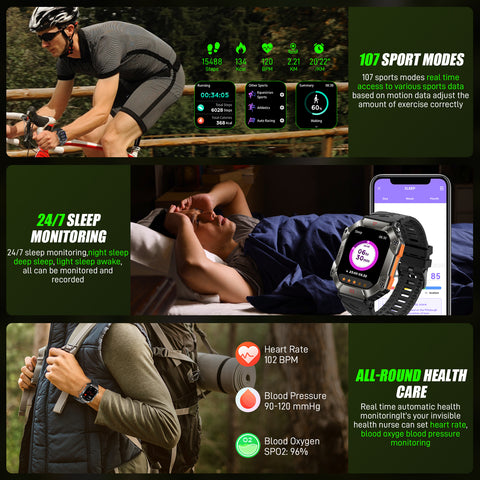Smart Watch for Men Women with Call, Compass, Ultra Thin 2" HD Screen, IP67 Waterproof, 650 mAh Big Battery, Fitness Tracker with 107 Sports Modes, Military Rugged Tactical Watch for iPhone Android Smart Watch for Men Women with Call, Compass, Ultra Thin 2" HD Screen, IP67 Waterproof, 650 mAh Big Battery, Fitness Tracker with 107 Sports Modes, Military Rugged Tactical Watch for iPhone Android