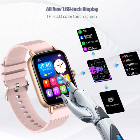 Smart Watch for Men Women 1.69" HD Bluetooth Phone Watch(Make/Answer Call) for iPhone Android IP67 Waterproof Fitness Watch with Heart Rate Sleep Monitor Activity Tracker with Pedometer Smart Watch for Men Women 1.69" HD Bluetooth Phone Watch(Make/Answer Call) for iPhone Android IP67 Waterproof Fitness Watch with Heart Rate Sleep Monitor Activity Tracker with Pedometer