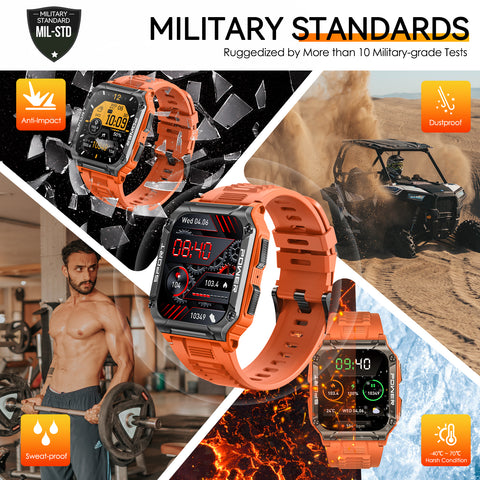 Military Smart Watch for Men 1.95'' Smart Watch (Answer/Make Calls) with Compass Heart Rate Sleep Monitor 109 Sports Modes Fitness Tracker Watch Outdoor Tactical Rugged Smartwatch for iPhone Android Military Smart Watch for Men 1.95'' Smart Watch (Answer/Make Calls) with Compass Heart Rate Sleep Monitor 109 Sports Modes Fitness Tracker Watch Outdoor Tactical Rugged Smartwatch for iPhone Android