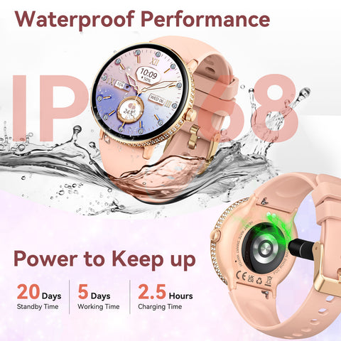EIGIIS Smart Watch for Women with Diamonds 1.2" AMOLED Touchscreen Fitness Tracker Make/Answer Calls Heart Rate SpO2 Monitor IP68 Waterproof, Sleep & Activity Tracking Smartwatch for iPhone Android Phones EIGIIS Smart Watch for Women with Diamonds 1.2" AMOLED Touchscreen Fitness Tracker Make/Answer Calls Heart Rate SpO2 Monitor IP68 Waterproof, Sleep & Activity Tracking Smartwatch for iPhone Android Phones