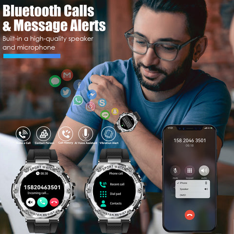 Smart Watch Men Fitness Activity Tracker Pedometer Step Counter Wristwatch Bluetooth Calling Multifunctional Water Resistant Outdoor Running Tracking Touch Screen Message Notifications Smart Watch Men Fitness Activity Tracker Pedometer Step Counter Wristwatch Bluetooth Calling Multifunctional Water Resistant Outdoor Running Tracking Touch Screen Message Notifications