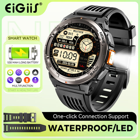 2024 EIGIIS Smart Watches for Men with LED Flashlight 1.45’’ HD Rugged Smartwatch (Answer/Make Call) with Compass Altitude Barometer SOS Alarming Fitness Tracker For Heart Rate Monitor Compatible With IOS And Android Phones 2024 EIGIIS Smart Watches for Men with LED Flashlight 1.45’’ HD Rugged Smartwatch (Answer/Make Call) with Compass Altitude Barometer SOS Alarming Fitness Tracker For Heart Rate Monitor Compatible With IOS And Android Phones