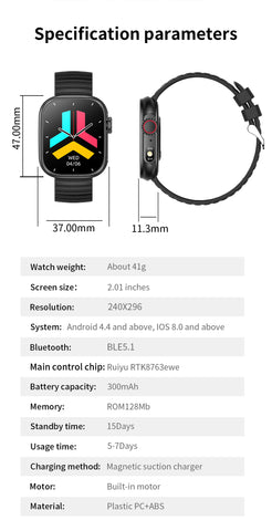 Smart Watch 2.01" Inch Heart Rate Blood Pressure Blood Oxygen Fitness Tracker for Women Men Smart Watch 2.01" Inch Heart Rate Blood Pressure Blood Oxygen Fitness Tracker for Women Men