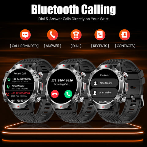 Military Smart Watch for Men Make Calls 1.39" HD Big Screen Outdoor Fitness Tracker with 105 Sports Modes Heart Rate Monitor Activity Tracker Rugged Tactical Smartwatch Compatible with Android iPhone Military Smart Watch for Men Make Calls 1.39" HD Big Screen Outdoor Fitness Tracker with 105 Sports Modes Heart Rate Monitor Activity Tracker Rugged Tactical Smartwatch Compatible with Android iPhone