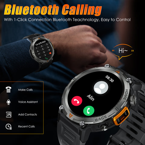 Military Smart Watch with LED Flashlight for Men Bluetooth Call 1.45" Big Screen Rugged Tactical Smartwatch Compatible with iPhone Android Phones Outdoor Fitness Tracker Watch with Heart Rate Sleep Monitor Pedometer Military Smart Watch with LED Flashlight for Men Bluetooth Call 1.45" Big Screen Rugged Tactical Smartwatch Compatible with iPhone Android Phones Outdoor Fitness Tracker Watch with Heart Rate Sleep Monitor Pedometer