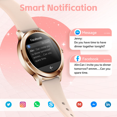 EIGIIS Smart Watches for Women Fashionable Look Ladies Smart Watch with Bluetooth Calls Heart Rate Sleep Monitor Fitness Trackers Watch with Step Counter Message Reminder for iOS Android