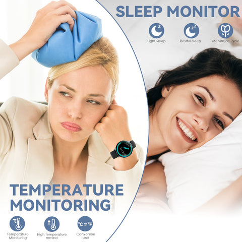 EIGIIS Smart Watch for Women, Fashionable Fitness Watch with Calorie Temperature Monitor Female Health Monitor Lady Sports Watch with 24 Sports Modes Activity Trackers Watch for iOS Android Phone EIGIIS Smart Watch for Women, Fashionable Fitness Watch with Calorie Temperature Monitor Female Health Monitor Lady Sports Watch with 24 Sports Modes Activity Trackers Watch for iOS Android Phone
