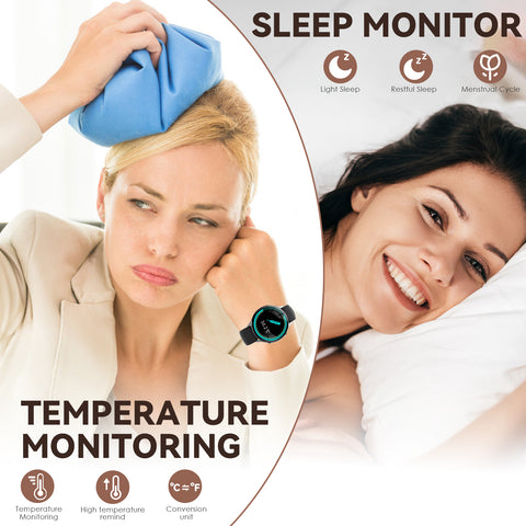 EIGIIS Smart Watch for Women, Fashionable Fitness Watch with Calorie Temperature Monitor Female Health Monitor Lady Sports Watch with 24 Sports Modes Activity Trackers Watch for iOS Android Phone EIGIIS Smart Watch for Women, Fashionable Fitness Watch with Calorie Temperature Monitor Female Health Monitor Lady Sports Watch with 24 Sports Modes Activity Trackers Watch for iOS Android Phone