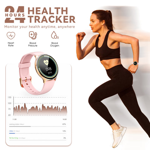 EIGIIS Smart Watch for Women, Fashionable Fitness Watch with Calorie Temperature Monitor Female Health Monitor Lady Sports Watch with 24 Sports Modes Activity Trackers Watch for iOS Android Phone EIGIIS Smart Watch for Women, Fashionable Fitness Watch with Calorie Temperature Monitor Female Health Monitor Lady Sports Watch with 24 Sports Modes Activity Trackers Watch for iOS Android Phone