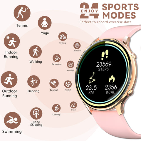 EIGIIS Smart Watch for Women, Fashionable Fitness Watch with Calorie Temperature Monitor Female Health Monitor Lady Sports Watch with 24 Sports Modes Activity Trackers Watch for iOS Android Phone EIGIIS Smart Watch for Women, Fashionable Fitness Watch with Calorie Temperature Monitor Female Health Monitor Lady Sports Watch with 24 Sports Modes Activity Trackers Watch for iOS Android Phone